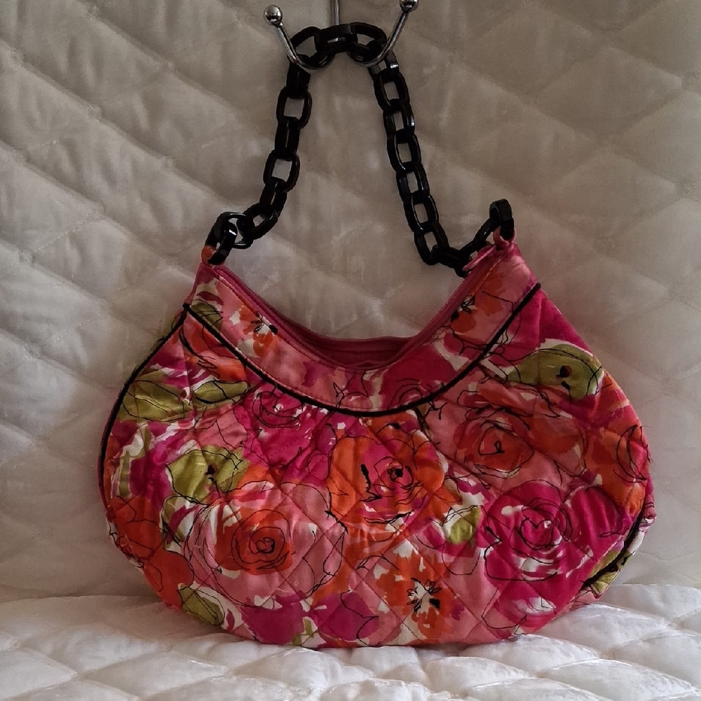 Vera Bradley Pink and Green Floral Shoulder Bag